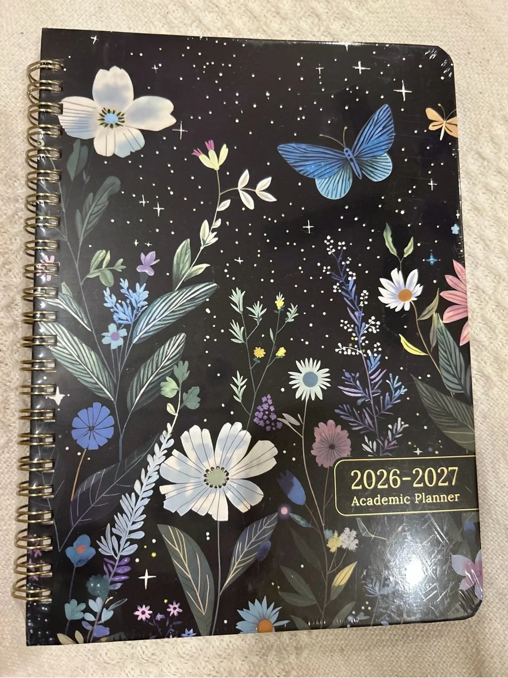 Floral & Butterfly 2026-2027 Academic Planner - Black Floral Cover